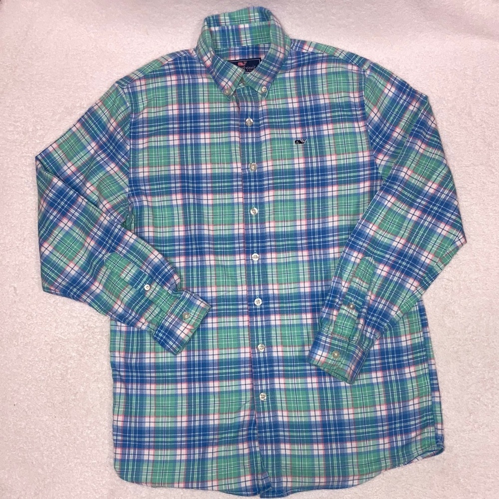 Vineyard vines plaid flannel button down size large 16